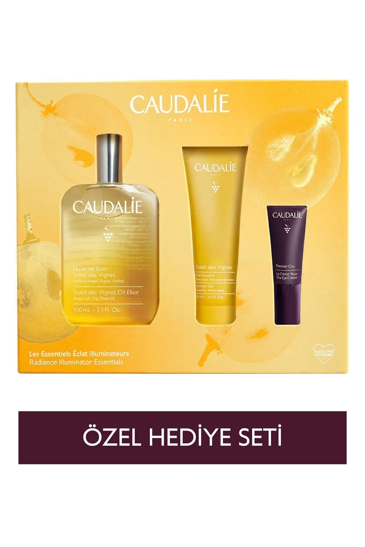 Caudalie Işıltı Verici Vücut Bakım Seti - Elixir Yağ 100 Ml + Duş Jeli 50 Ml + Göz Kremi 5 Ml
