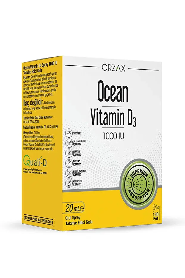 Orzax Ocean Vitamin D3 1000 IU Sprey 20ml