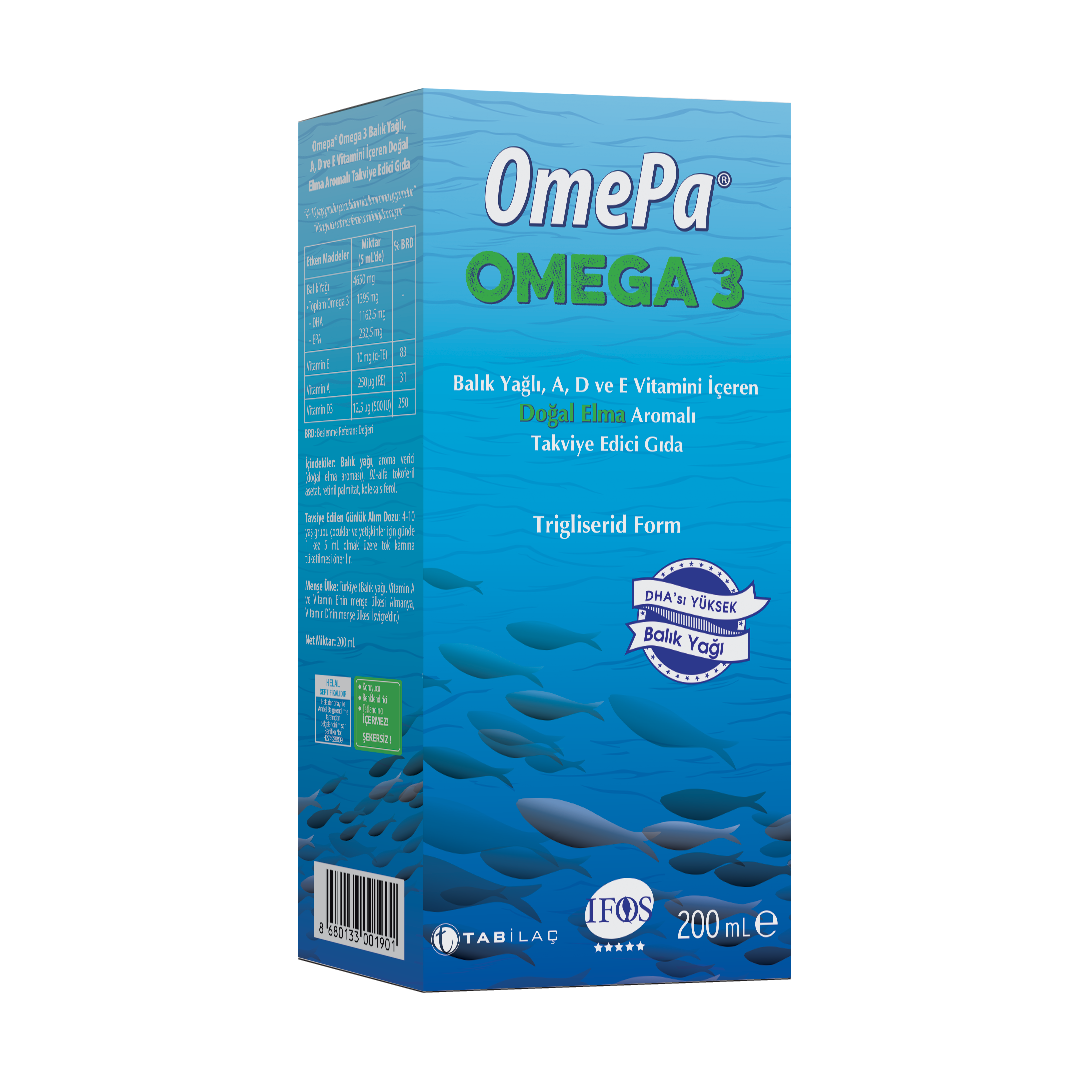 OmePa Omega 3 Balık Yağı Elma Aromalı 200 ml